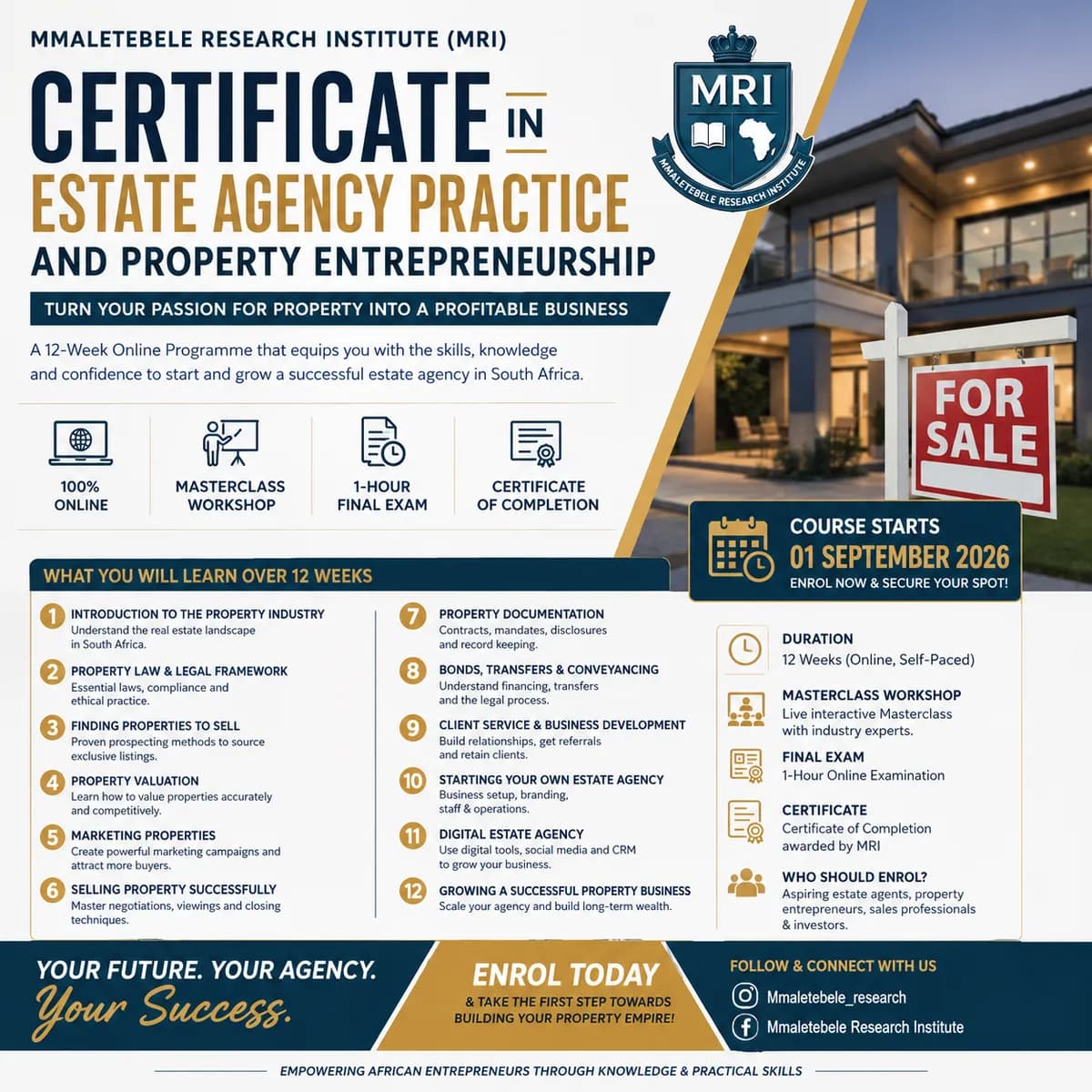 Certificate in Estate Agency Practice and Property Entrepreneurship